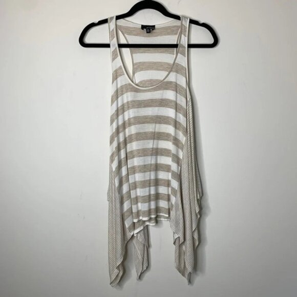 Aritzia Dilemma Tank Top Blouse Draped Stripe Flowy Sleeveless Cream White XS - Picture 4 of 15